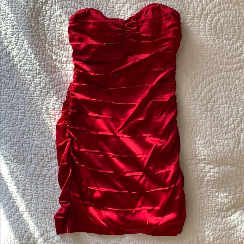 Express red strapless cocktail dress
